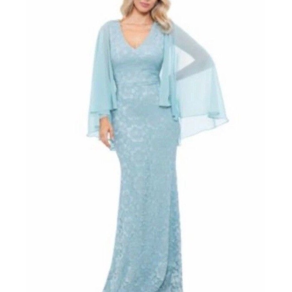 Betsy & Adam Lace Cape-Sleeve Dress Sz 8 NWT Women Classic Wedding Formal